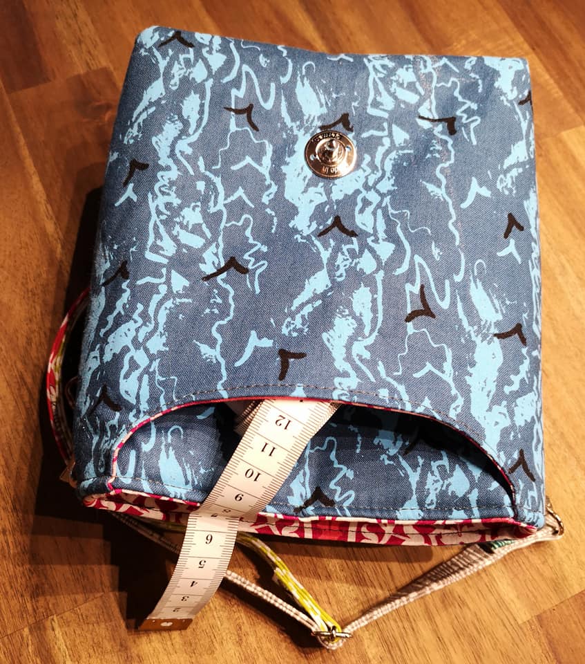 The Crossbody Bag PDF Sewing Pattern with tape measure in flap