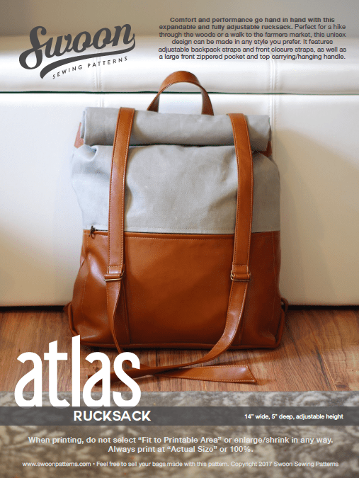 Atlas Rucksack sewing pattern front cover