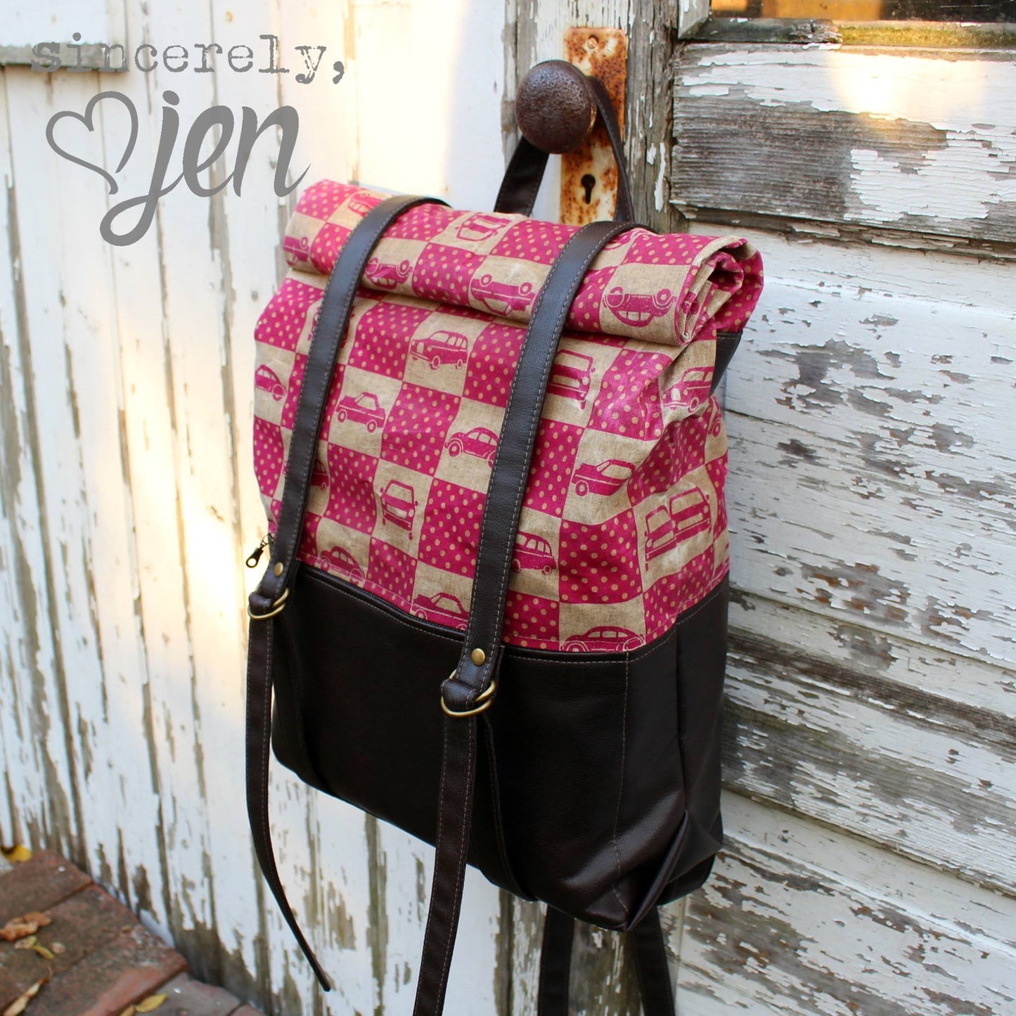 Atlas Rucksack sewing pattern made By Jennifer Greene