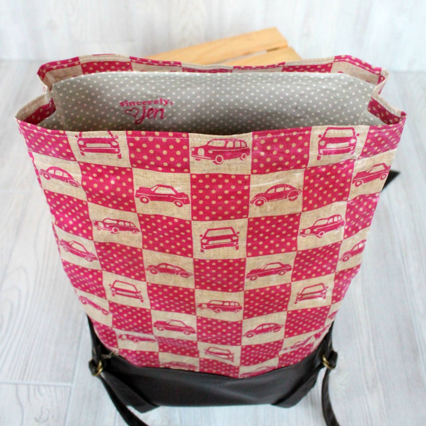 Atlas Rucksack sewing pattern made By Jennifer Greene OPEN VIEW