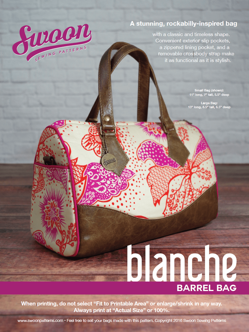 Blanche Barrel Bag Sewing Pattern front cover