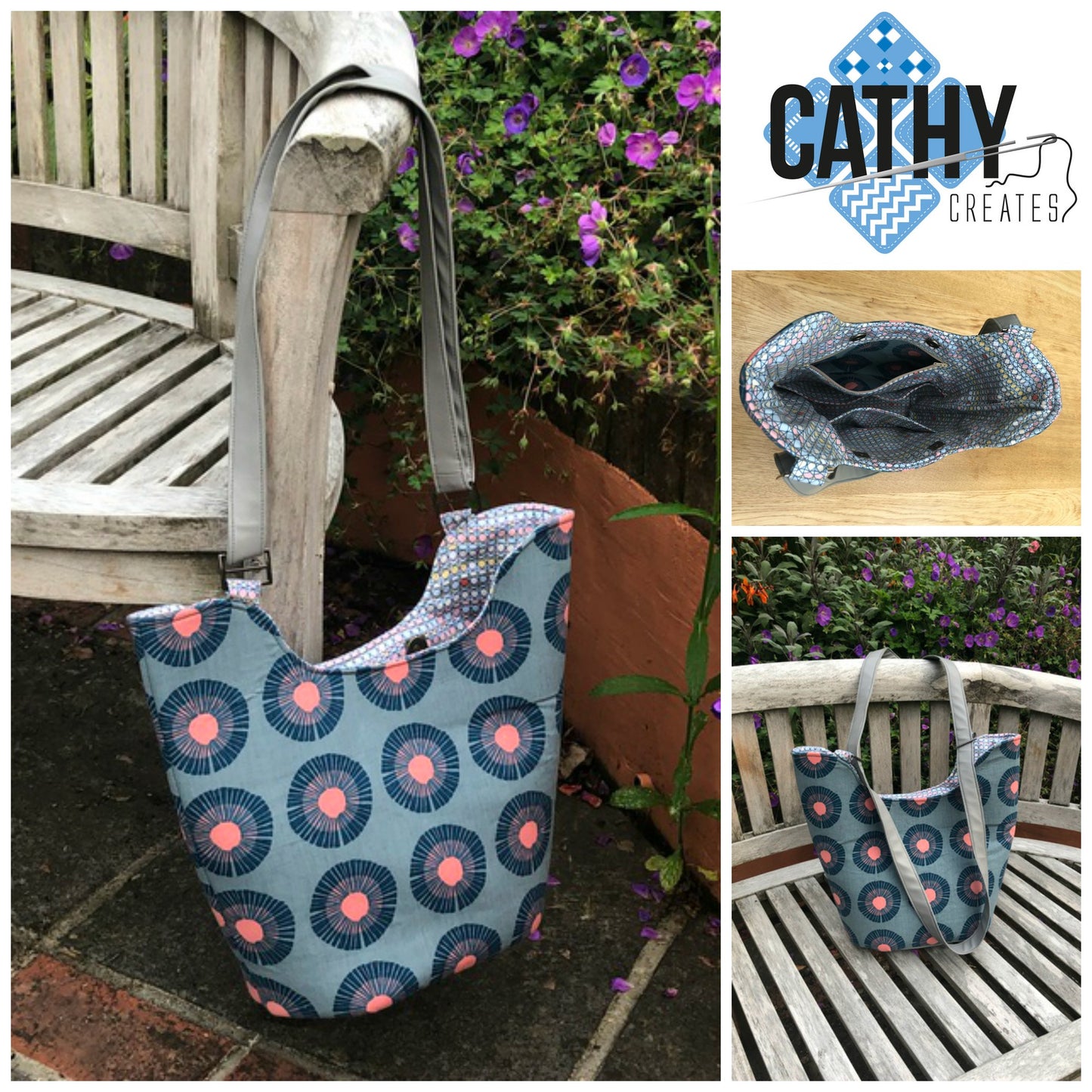Bucket Tote PDF Sewing Pattern geometric fabric make
