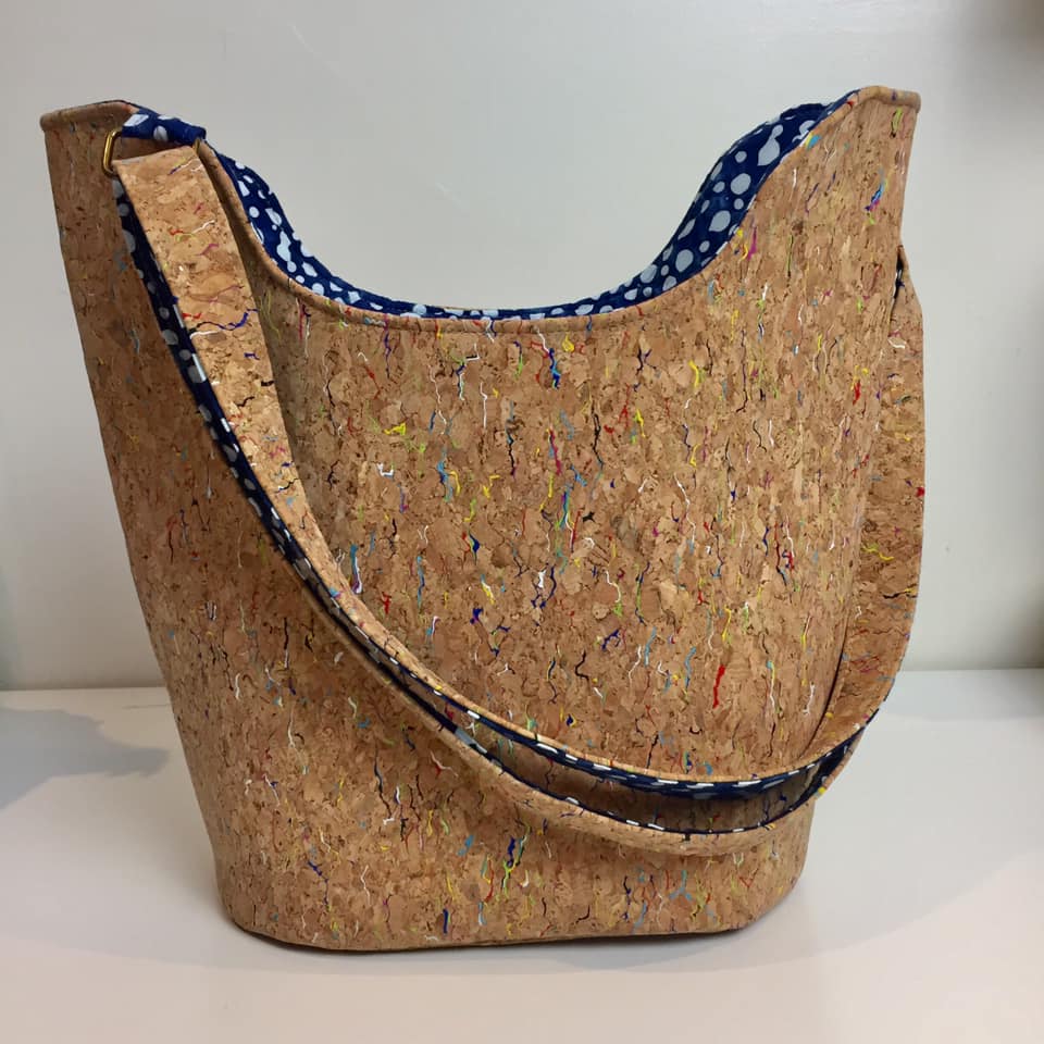 Bucket Tote PDF Sewing Pattern Cork finish