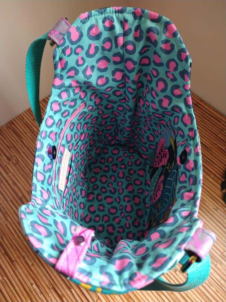 Bucket Tote PDF Sewing Pattern Leopard print interior