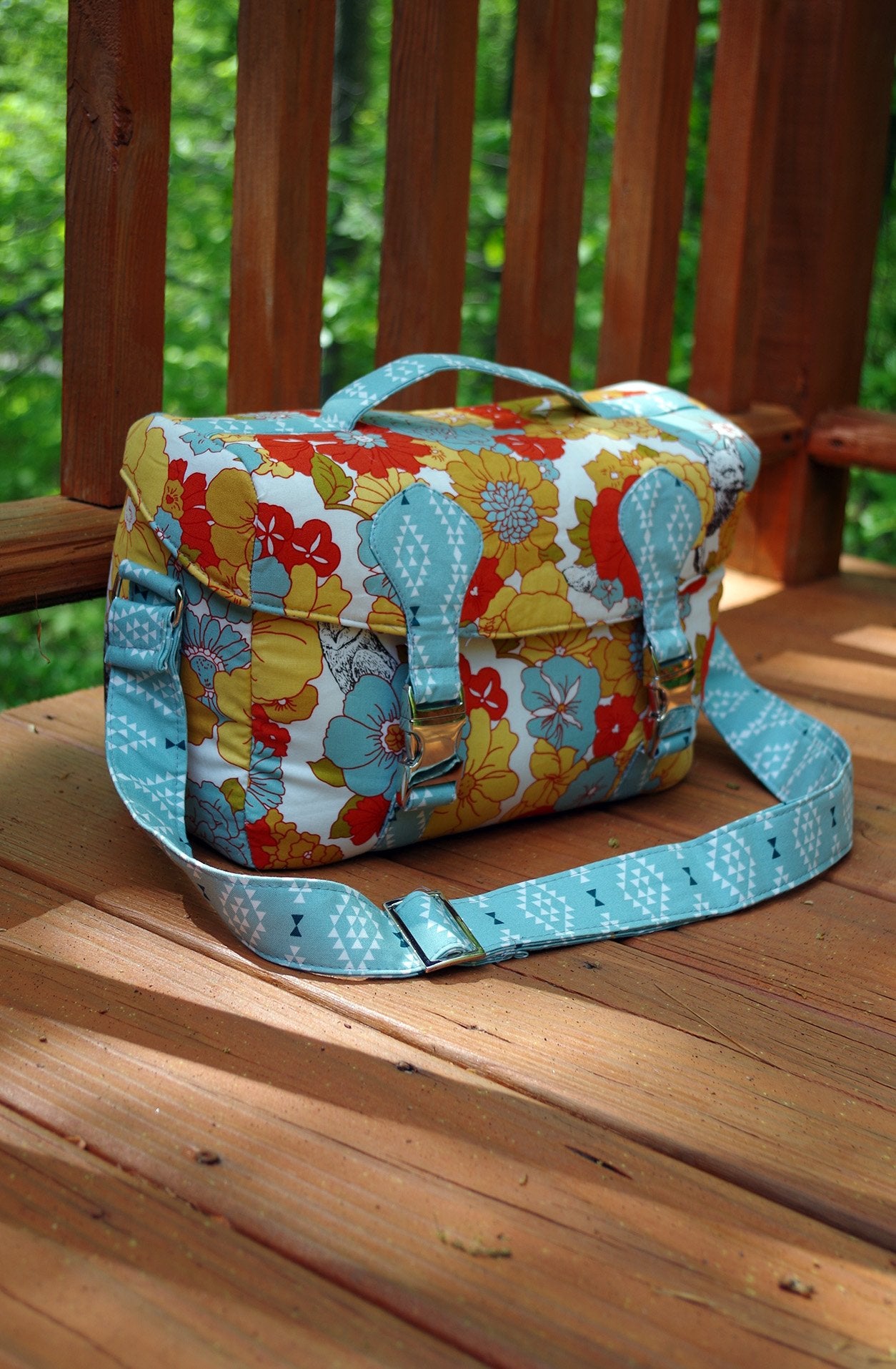 Camille Camera Bag Sewing Pattern  retro fabric
