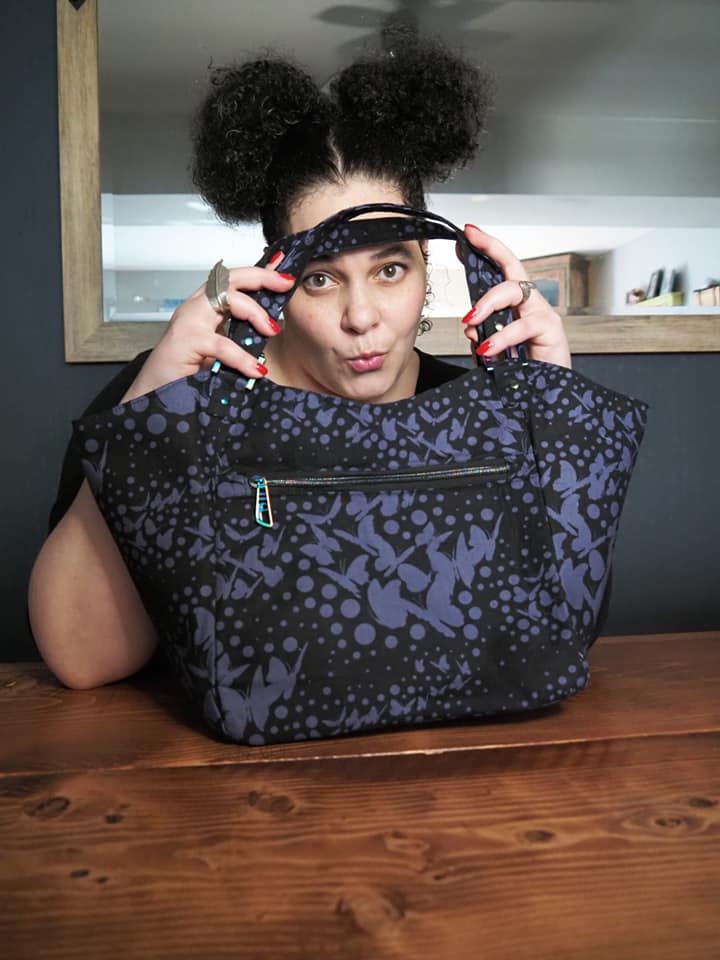 Celine Zip Top Tote Sewing Pattern made by Chanova Alcala Mabry Nova knits