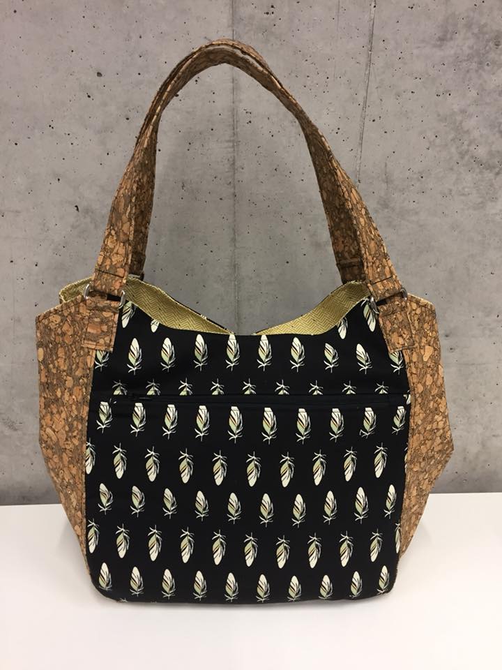 Celine Zip Top Tote Sewing Pattern made by Heidi Versmissen feather fabric
