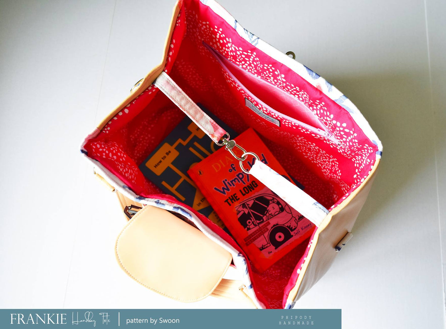 Frankie Handbag Tote sewing pattern made by Chera Phipody