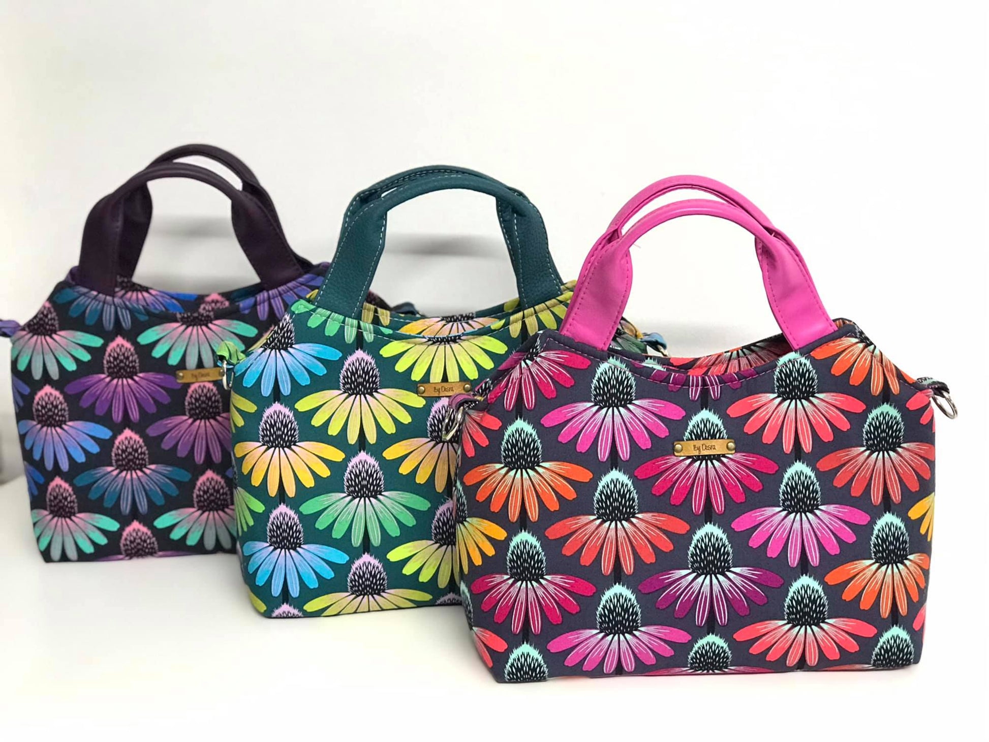Hope Handbag PDF Sewing Pattern - made by Desra Brown floral fabric