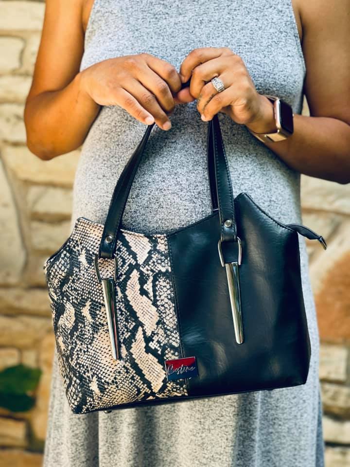 Hope Handbag PDF Sewing Pattern - made by Monica snake style fabric