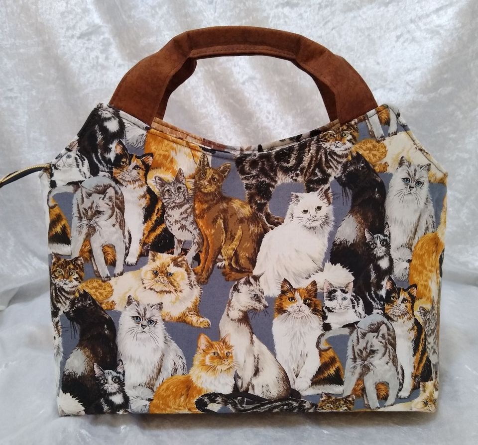 Hope Handbag PDF Sewing Pattern - made by Peter Andrews-Ernehale Designs cat fabric