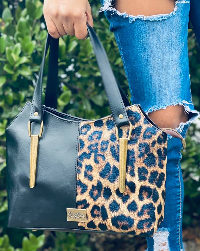Hope Handbag PDF Sewing Pattern made by Monica Ann Bernstine-Castine  Leopard print fabric