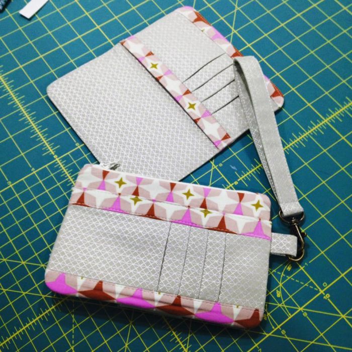 Pearl Wallet Clutch Sewing Pattern made by Alicia Miller various view