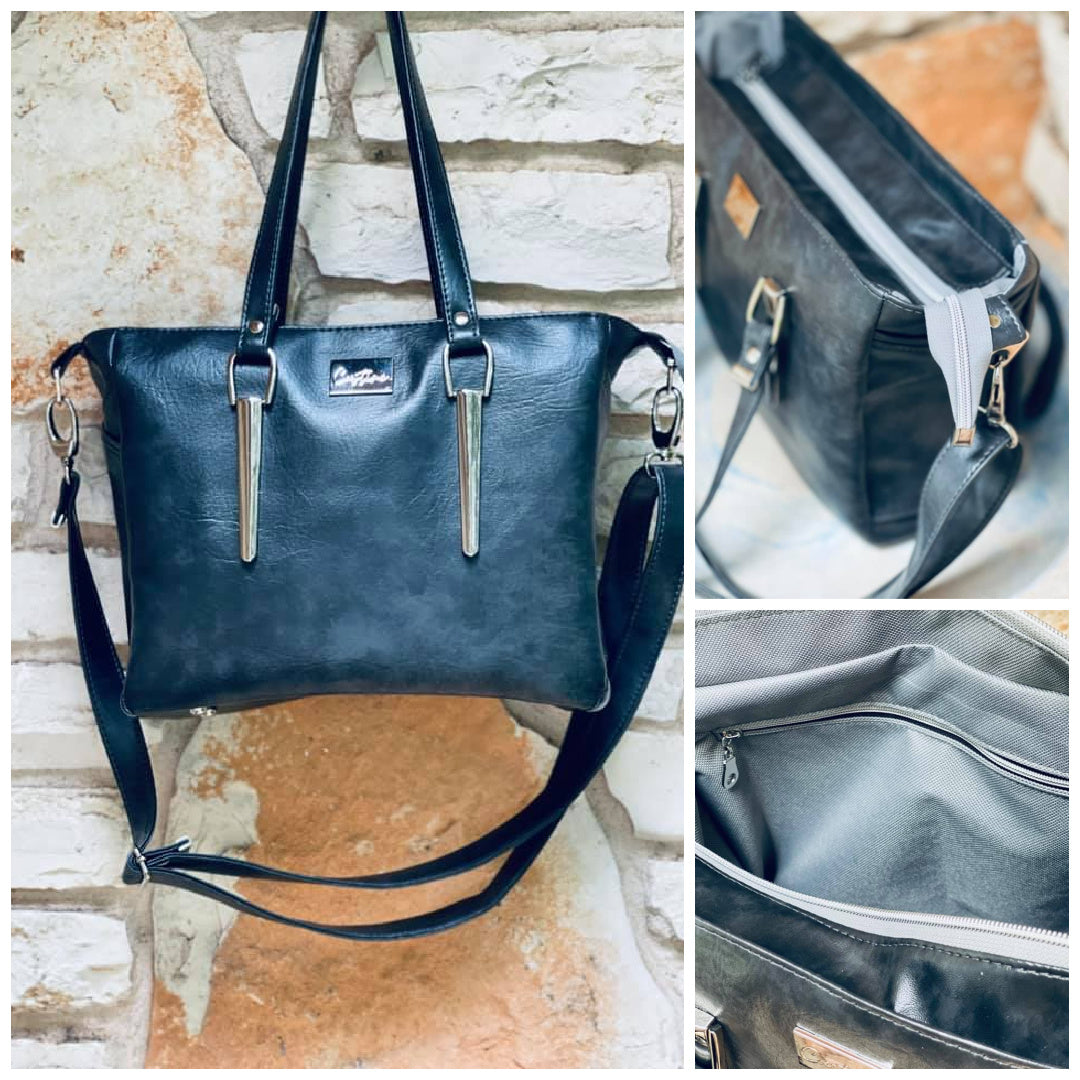 Piped Pocket Tote PDF Sewing Pattern  Made by Monica Ann Bernstine