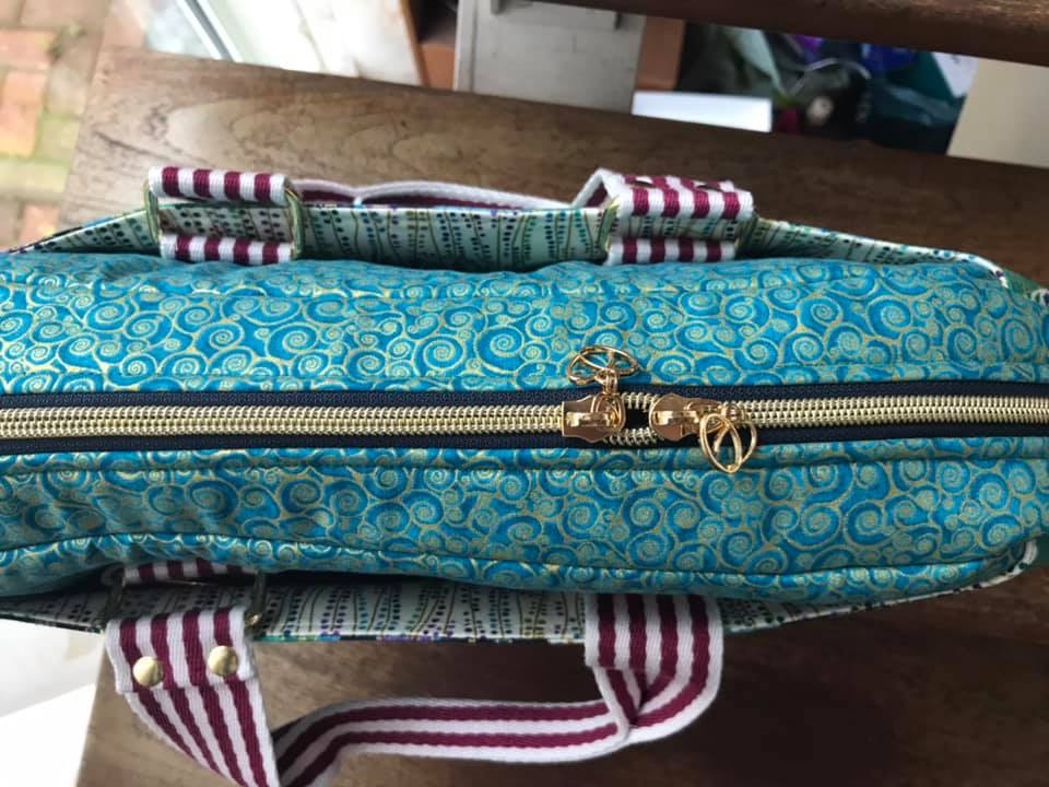 Side Hustle PDF Sewing Pattern top view with gold zipper