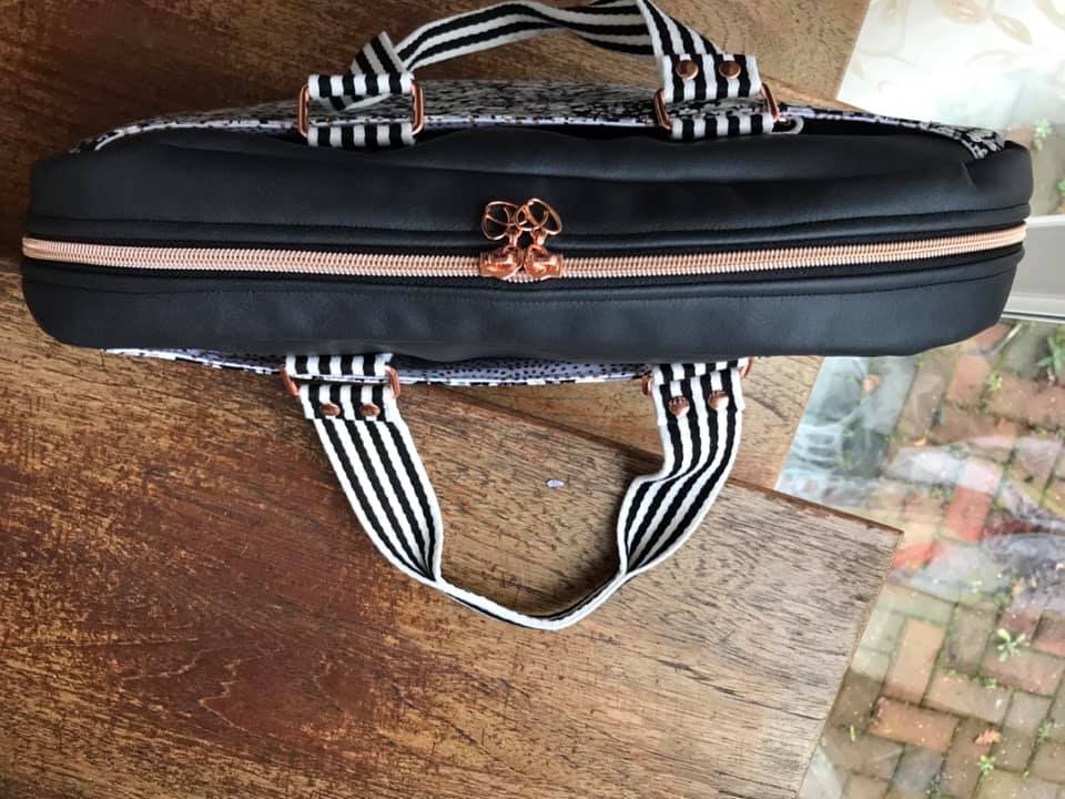 Side Hustle PDF Sewing Pattern black and white stripe handle