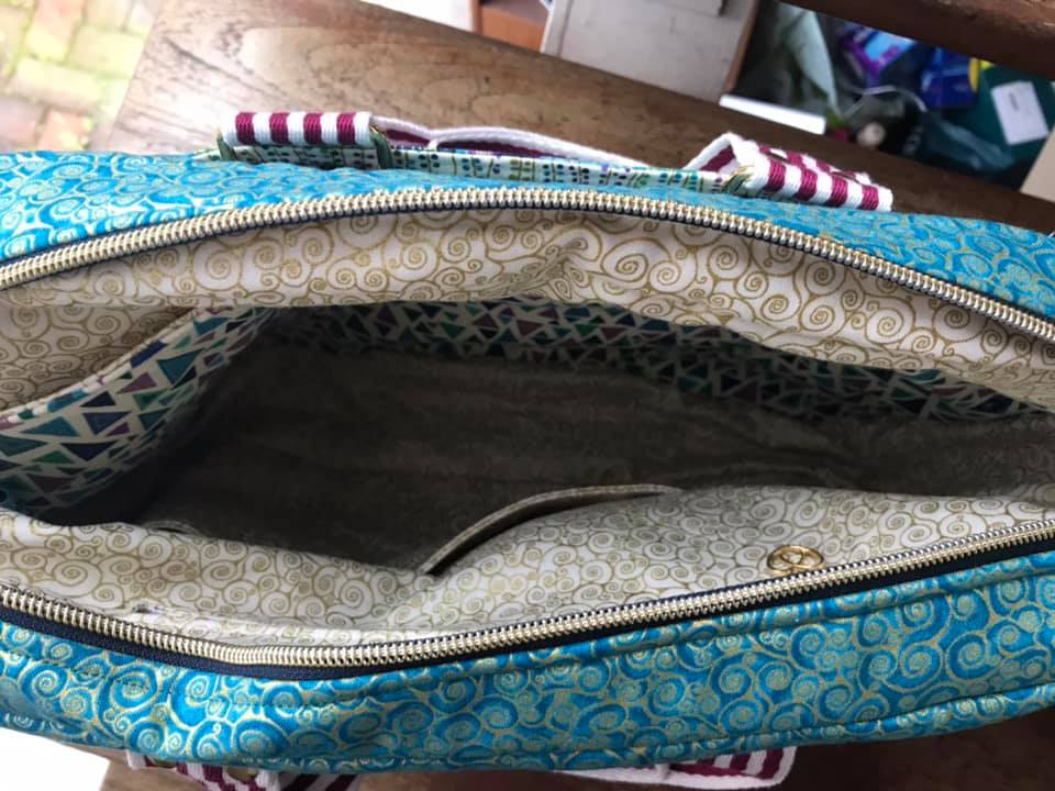 Side Hustle PDF Sewing Pattern Interior view with stripe handle