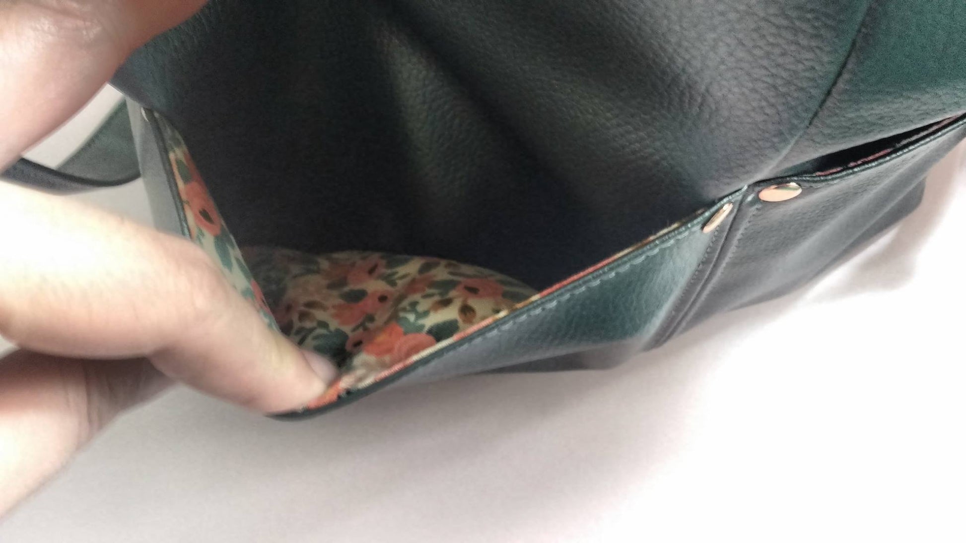 The Ring Sling PDF Sewing Pattern black with tassel with floral interior