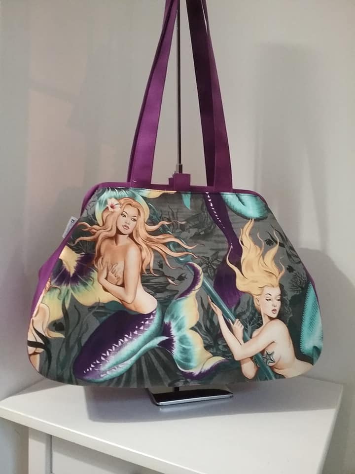The Companion Carpet Bag by Mrs H mermaid fabric by Lynn Palmer