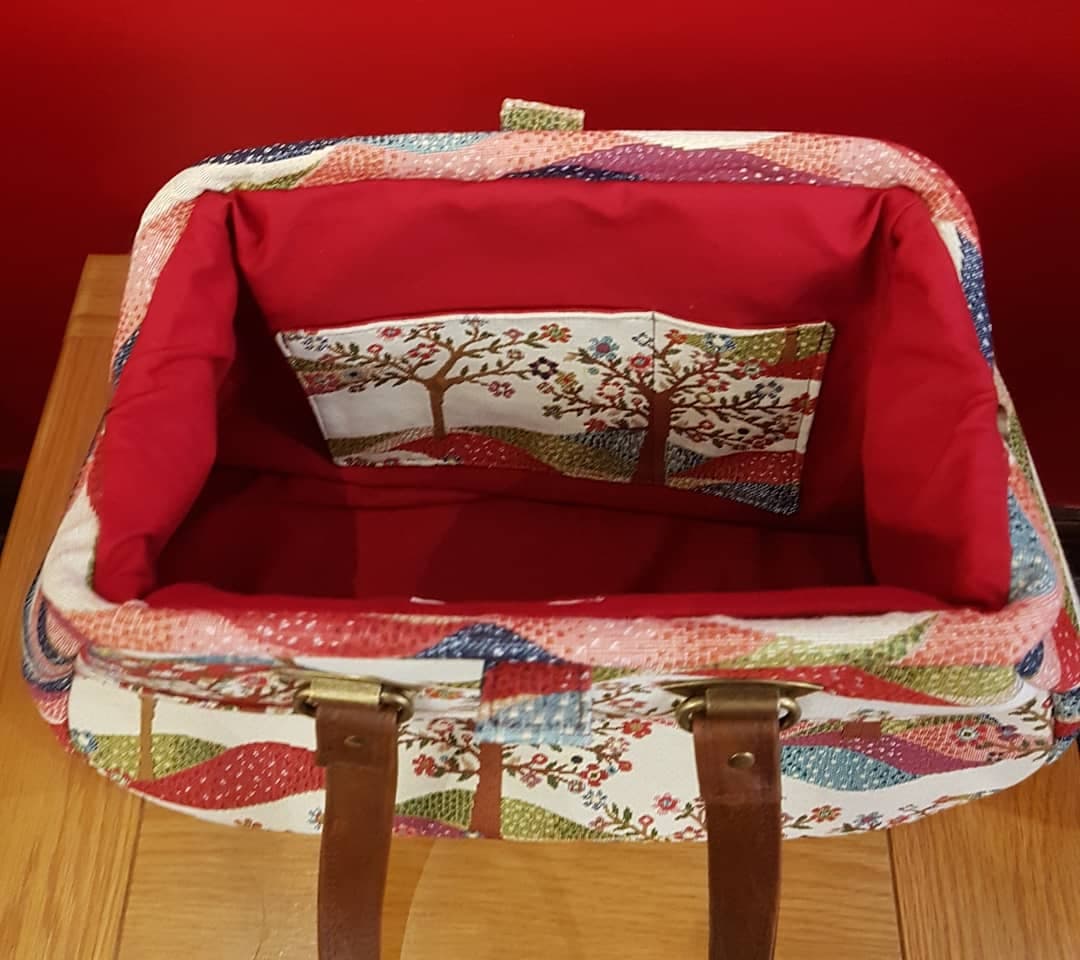 The Companion Carpet Bag sewing pattern by Mrs H made by Lynnes selection interior