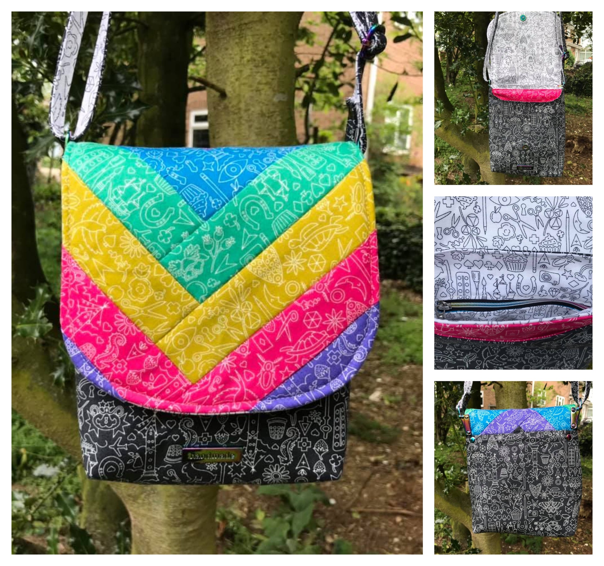 The Crossbody Bag PDF Sewing Pattern 
Collage by Rebecca Sumnall