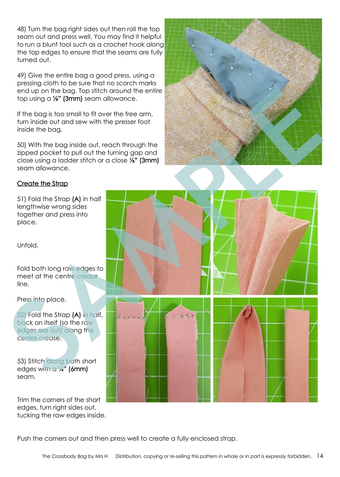 The Crossbody Bag PDF Sewing Pattern sample page