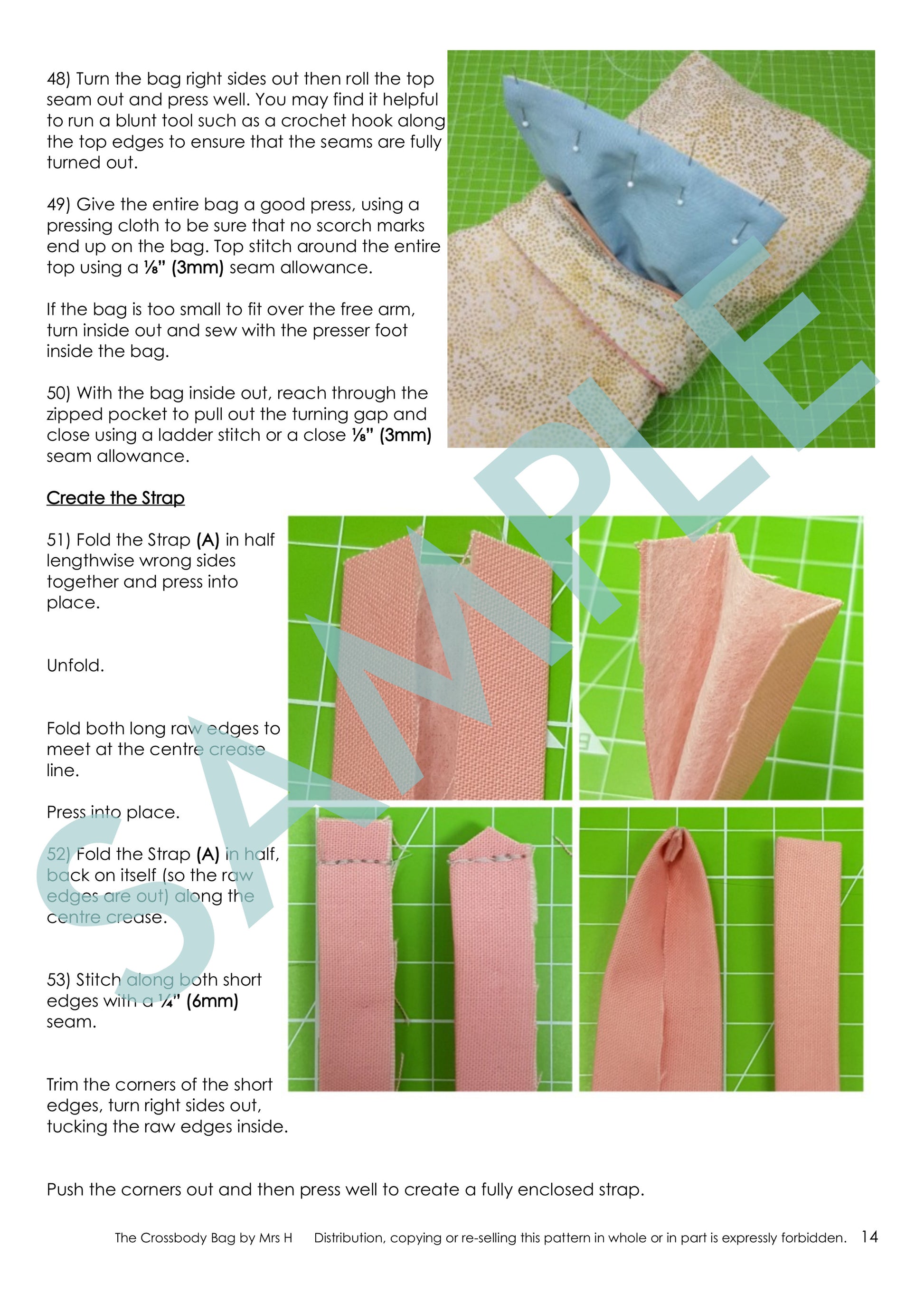 The Crossbody Bag PDF Sewing Pattern sample page