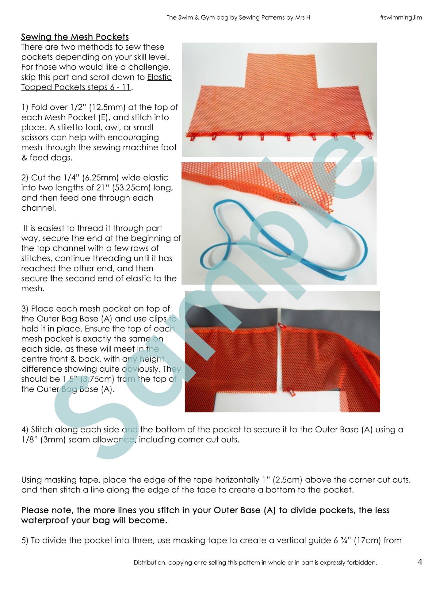 Swim & Gym Sample Page - The Swim & Gym Bag PDF Sewing Pattern