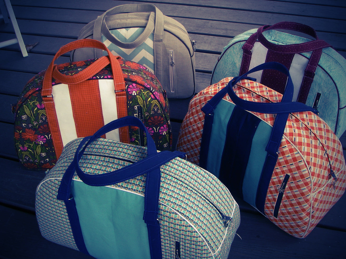 Betty Bowler Bag Sewing Pattern different fabrics