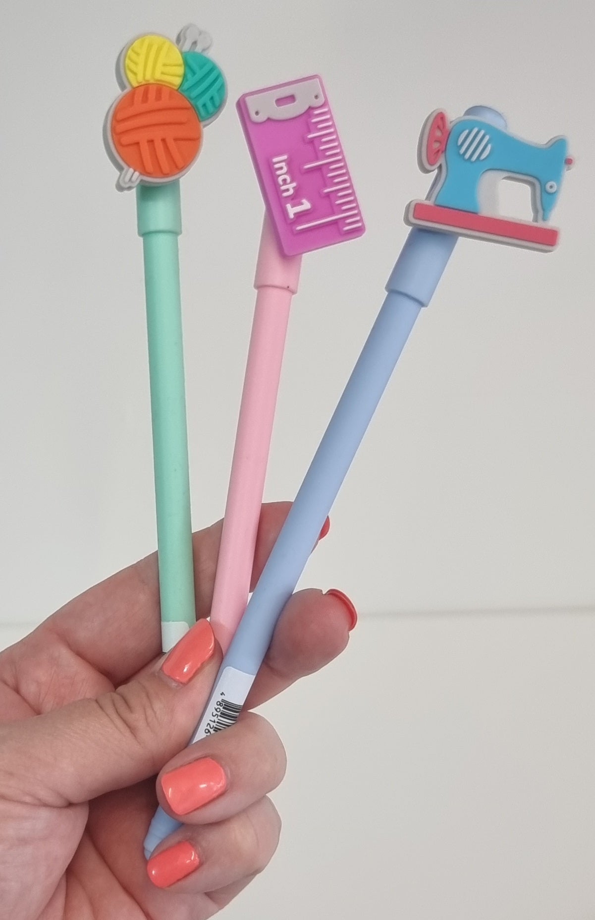 Sew Fun Gel Pens with crafty toppers