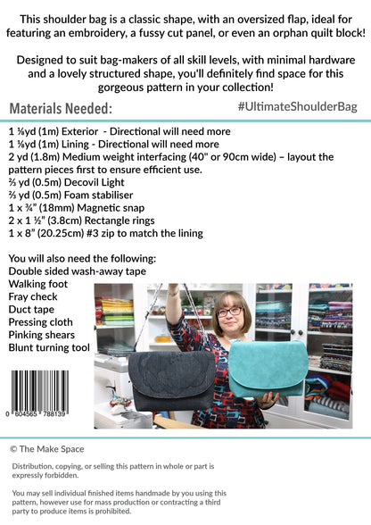 Ultimate Shoulder Bag Paper Sewing Pattern with video sew along