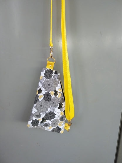 Adventurer Sling Bag Paper Sewing Pattern made by Marcia Pantin - floral fabric 