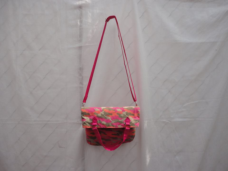 Amber Fold Over Bag Sewing Pattern  camo print fabric 