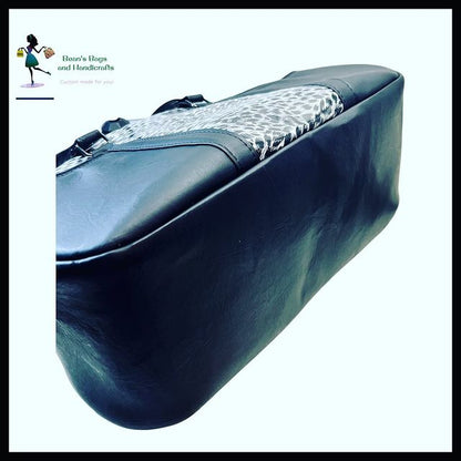 Betty Bowler Bag Sewing Pattern  made by Brandy Beans blue bottom fabric