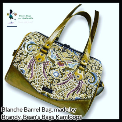 Blanche Barrel Bag Sewing Pattern  made by Beans Bags Kamloops