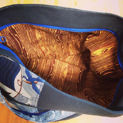 Bonnie Bucket Bag Sewing Pattern interior orange fabric