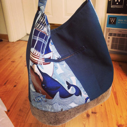 Bonnie Bucket Bag Sewing Pattern whale fabric