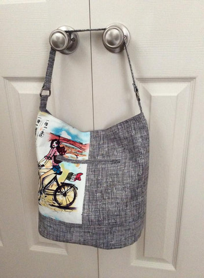  Bonnie Bukect Bag Sewing Pattern grey fabric