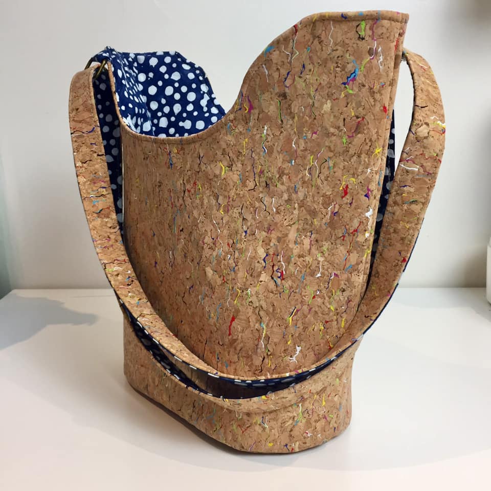 Bucket Tote PDF Sewing Pattern Cork side view 