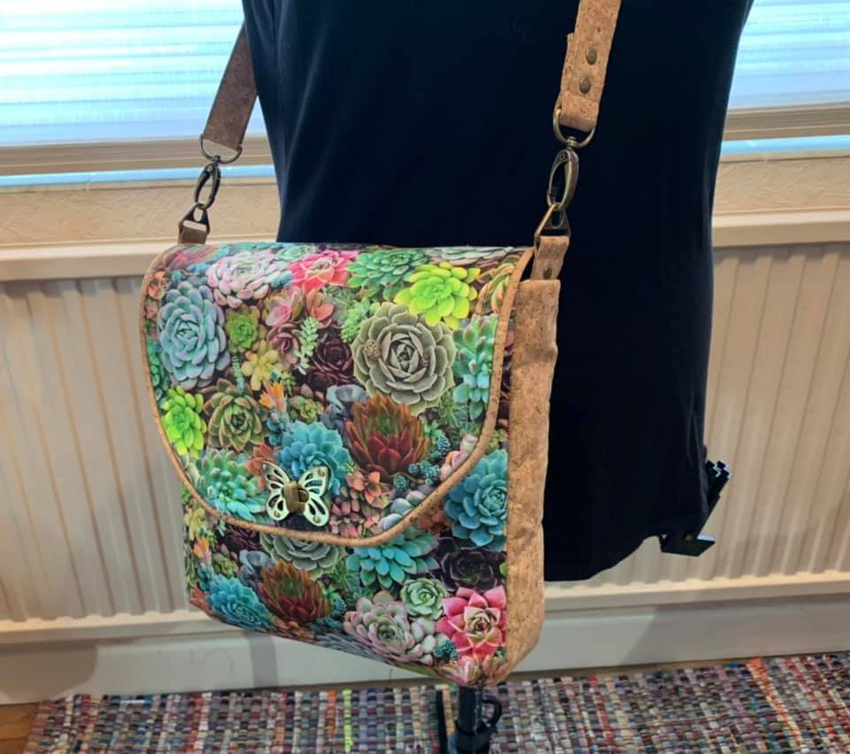 Button Lock Bag PDF Sewing Pattern made by Judy Yates with floral pattern fabric 