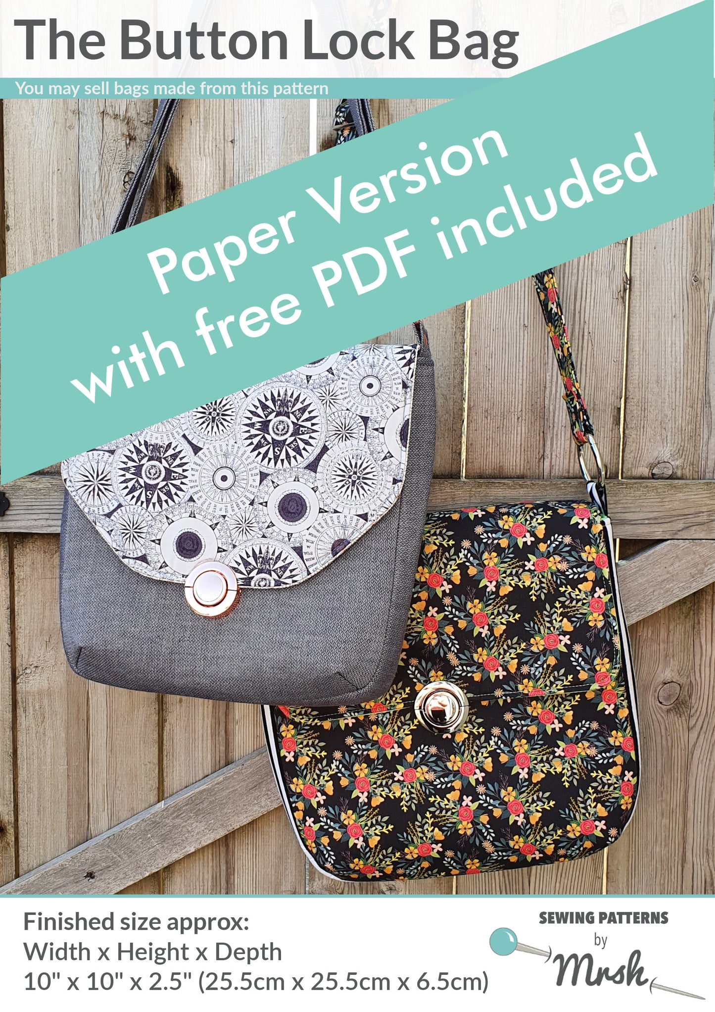 Button Lock Bag Paper Sewing Pattern front cover