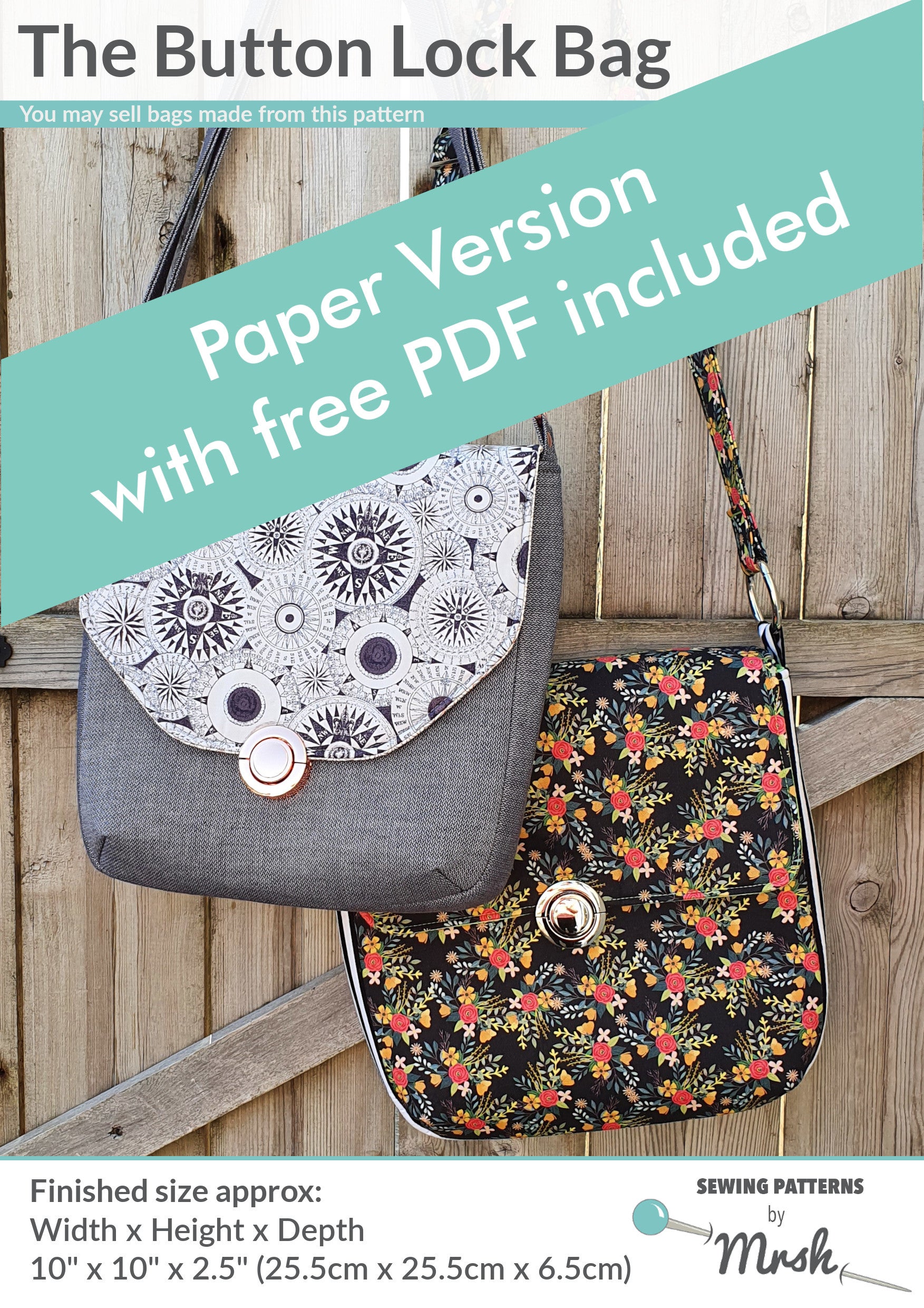 Button Lock Bag Paper Sewing Pattern front cover