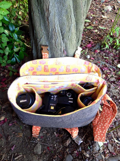 Camille Camera Bag Sewing Pattern made by Darcie Griffin of Mimis Mom interior view