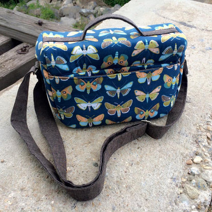  Camille Camera Bag Sewing Pattern  made by Jessica Daley butterfly fabric
