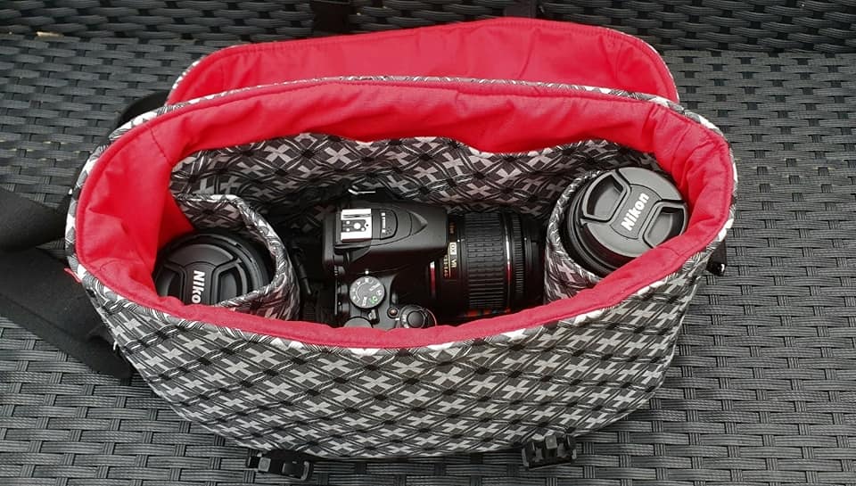 Camille Camera Bag Sewing Pattern made by Lynne Baldwin interior view