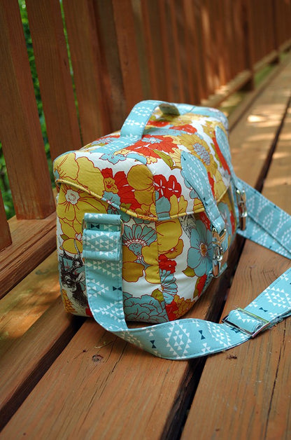 Camille Camera Bag Sewing Pattern  retro fabric side view