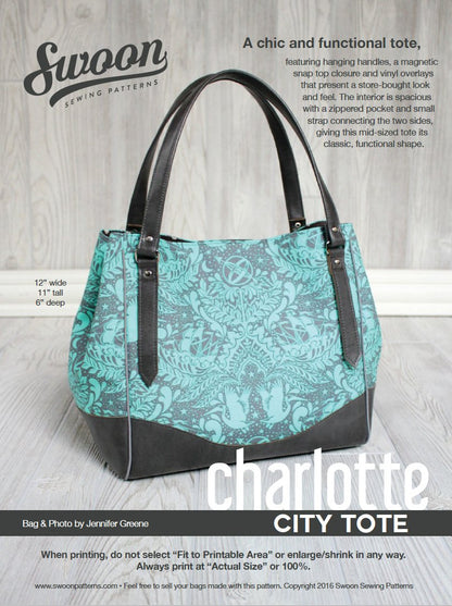 Charlotte City Tote Sewing pattern front cover