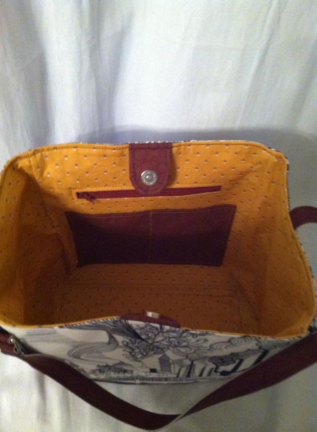 Charlotte City Tote Sewing pattern, interior view