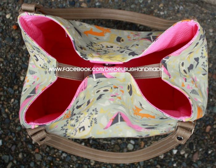 Charlotte City Tote Sewing pattern, top view made by Diedel Bug Handmade 
