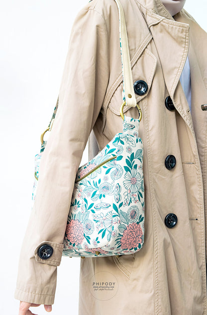 Classic Handbag PDF Sewing Pattern made by Chera Phipody floral fabric